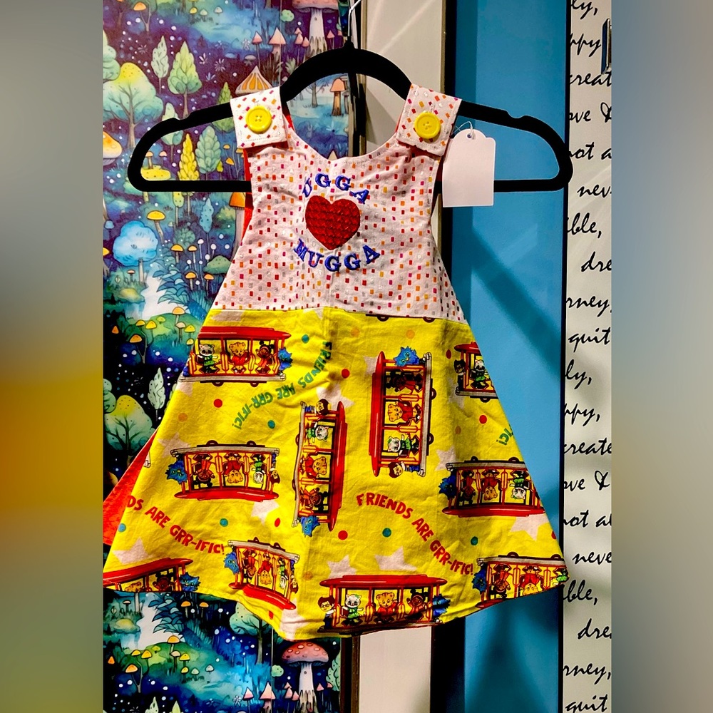 Handmade with Love ❤️ sizes 18 months, 2T and 3T grow with me reversible dress!